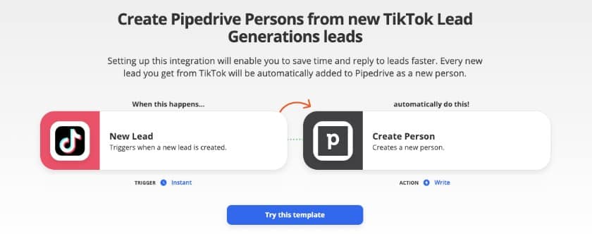 这张截图显示了Pipedrive如何捕捉tiktok生成的房地产线索。乐鱼体育app官方