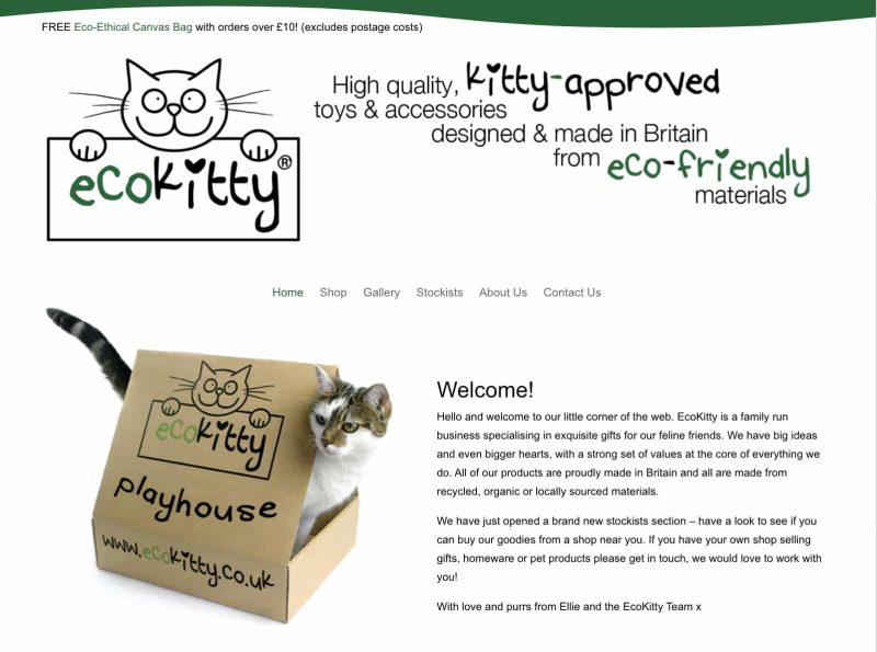 EcoKitty的主页和欢迎信息。