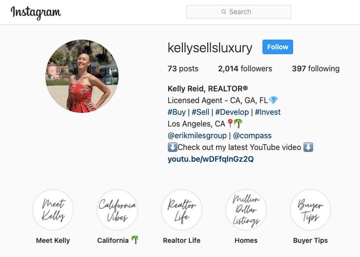展示凯利奢华的instagram资料。