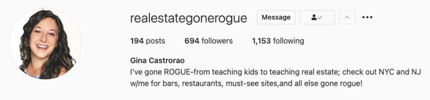 图片显示吉娜·卡斯特罗的Instagram账号。