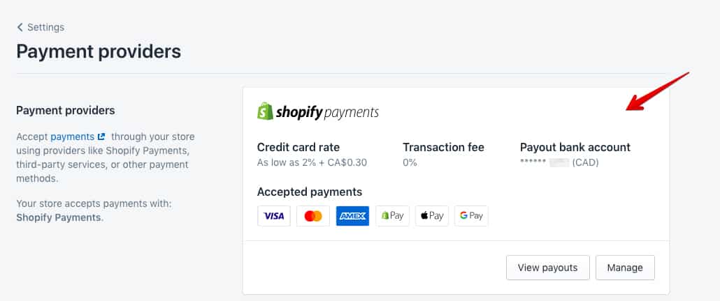 接受第三方支付服务的Shopify支付供应商图像。