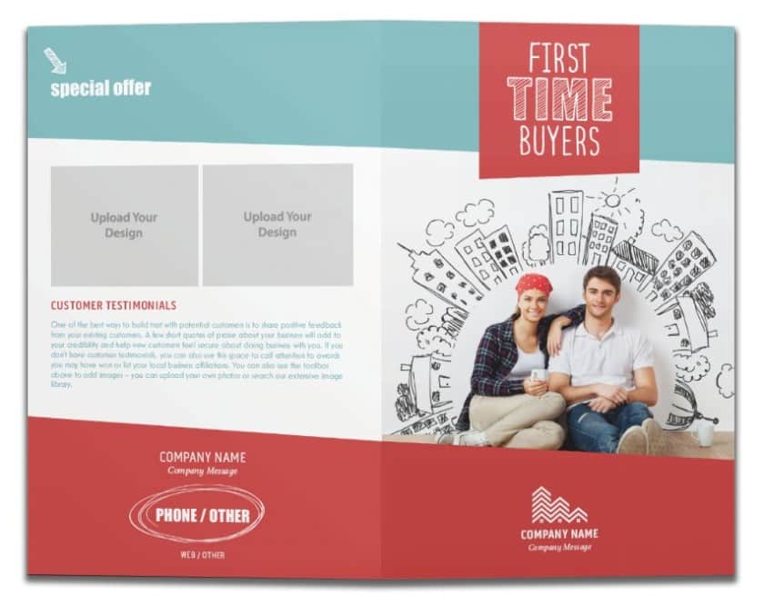 首次买家从Vistaprint购买了双套房地产宣乐鱼体育app官方传册模板。
