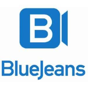 在新选项卡中链接到BlueJeans主页的BlueJeans标志。