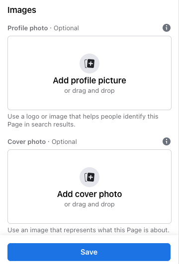 Facebook上传头像和封面照片的图片选项。