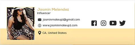贾斯敏·梅伦德斯个人邮件签名的例子。