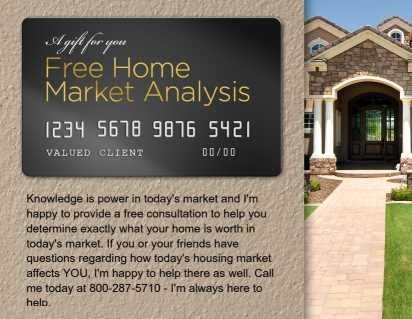 免费家庭市场分析明信片的例子。