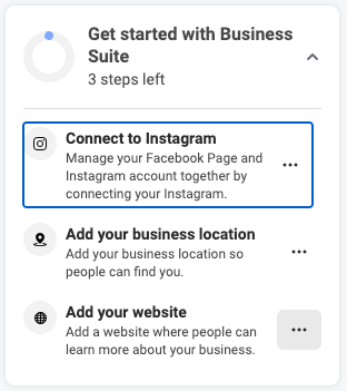 Facebook的商务套件“连接到Instagram”功能。