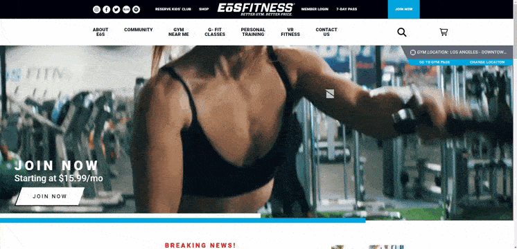 Eos Fitness网站由Ignite Visibility制作。