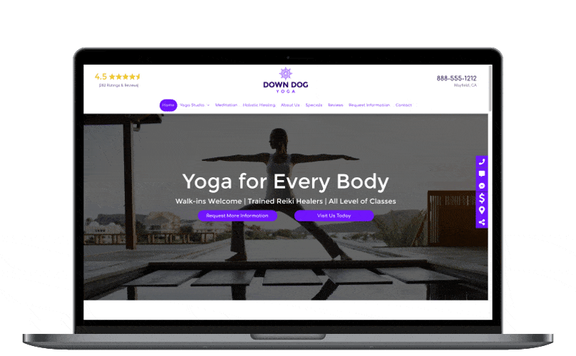 瑜伽网站Hibu网站设计智能网站的例子。