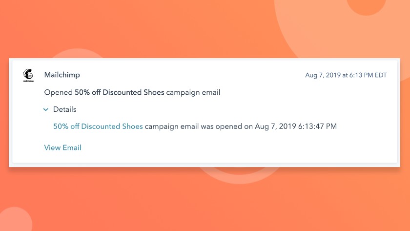 在HubSpot CRM联系记录上查看收件人的邮件营销活动。