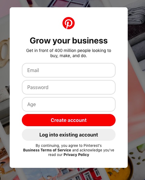 Pinterest注册企业帐户形式