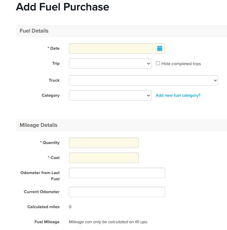 添加燃料购买细节的Rigbooks示例图像。