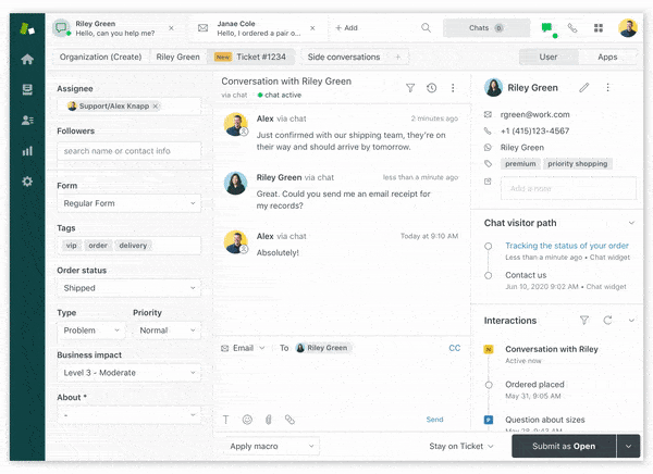 Zendesk一边谈话GIF。