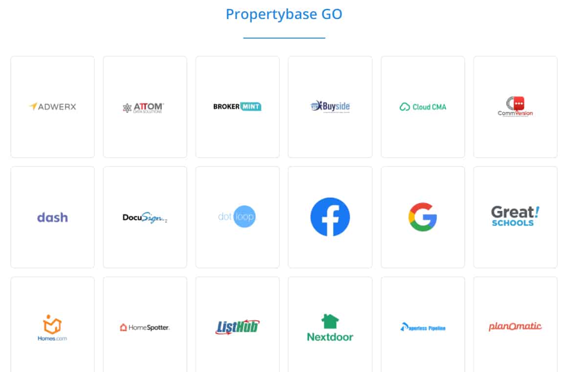 Propertybase GO的集成列表。