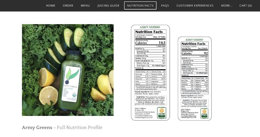 Weebly餐厅网站模板的例子，军绿色。