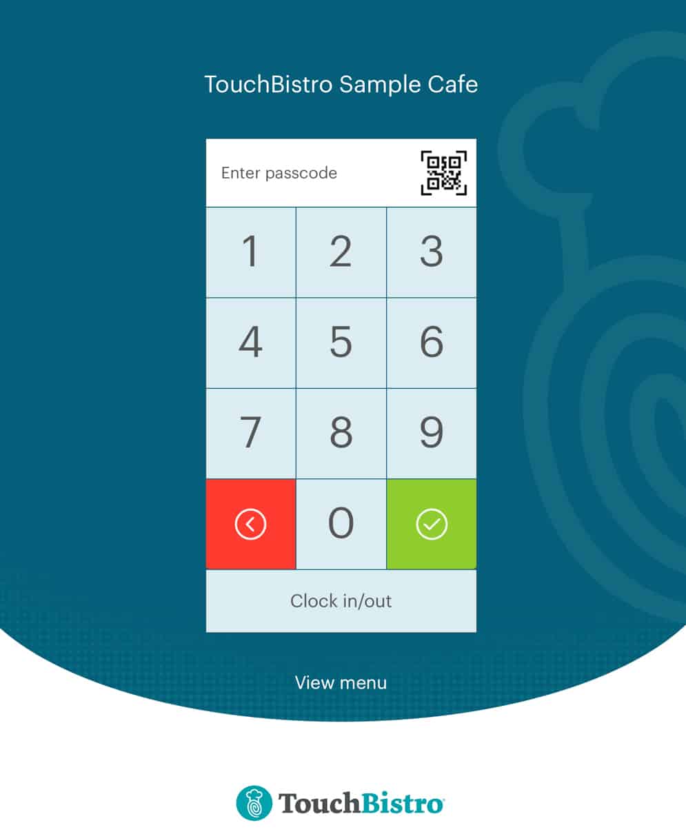 TouchBistro内置时钟功能示例。