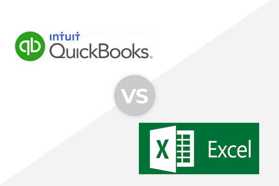 QuickBooks vs Excel徽标。