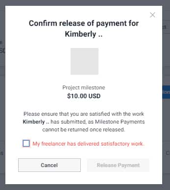 在Freelancer.com确认付款释放。