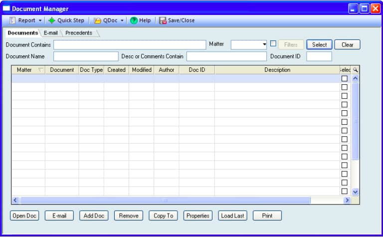 PCLaw的文档管理器选项卡。