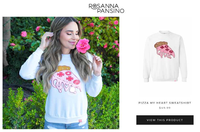 Rosanna Pansino是一位穿着印有甜点品牌的运动衫的youtube用户。