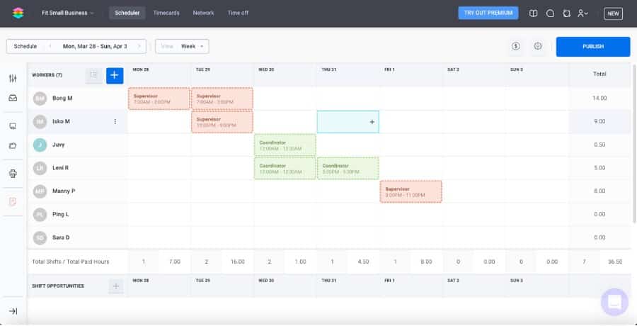 显示SocialSchedule如何让您看到员工计划工作的小时数。