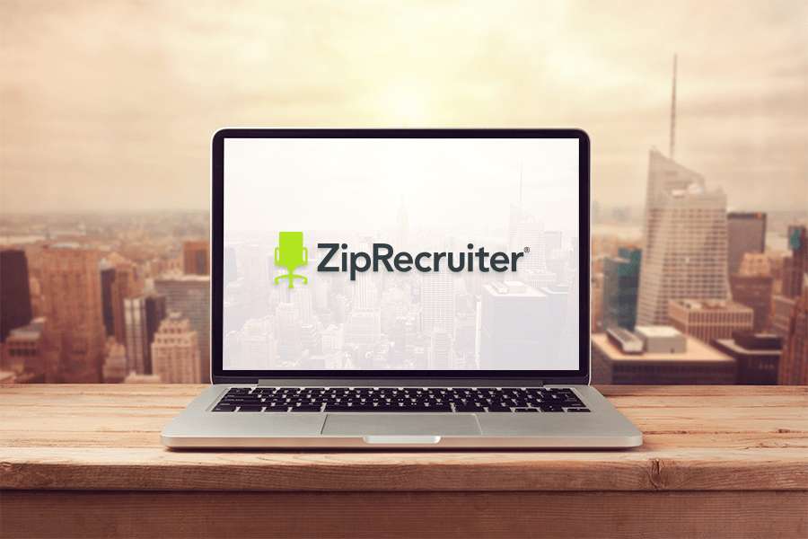 ZipRecruiter logo on a laptop screen.