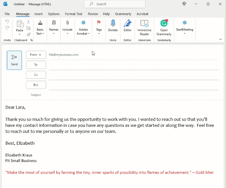 在Outlook中创建电子邮件模板以重用内容。