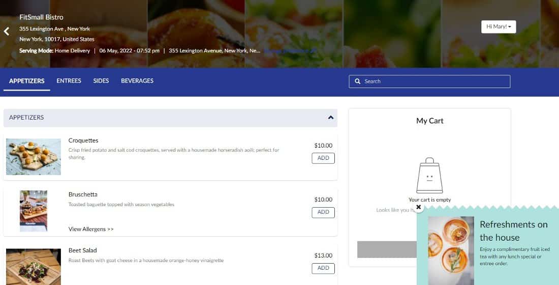 使用Restolabs中的模板在在线菜单中添加弹出式促销优惠。