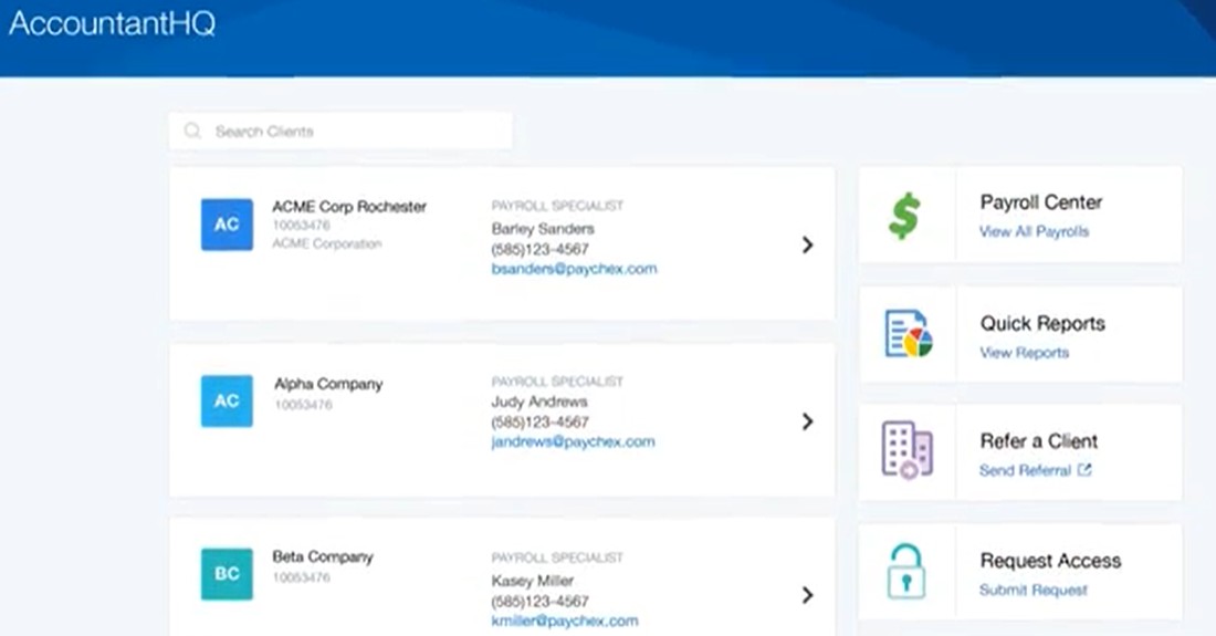 在Paychex accountantHQ解决方案中实时访问客户工资和人力资源信息。