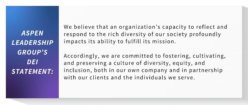 Aspen Leadership提供的一个写得很好的多样性声明例子。