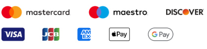 万事达卡，Maestro, Discover, Visa, JCB，美国运通，Apple Pay, Discover的标志。