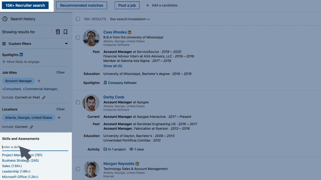 LinkedIn创建过滤器搜索。