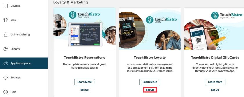 TouchBistro App Marketplace页面。