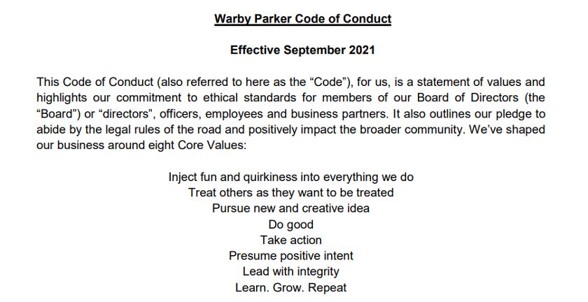 节选自Warby parker公司员工手册。
