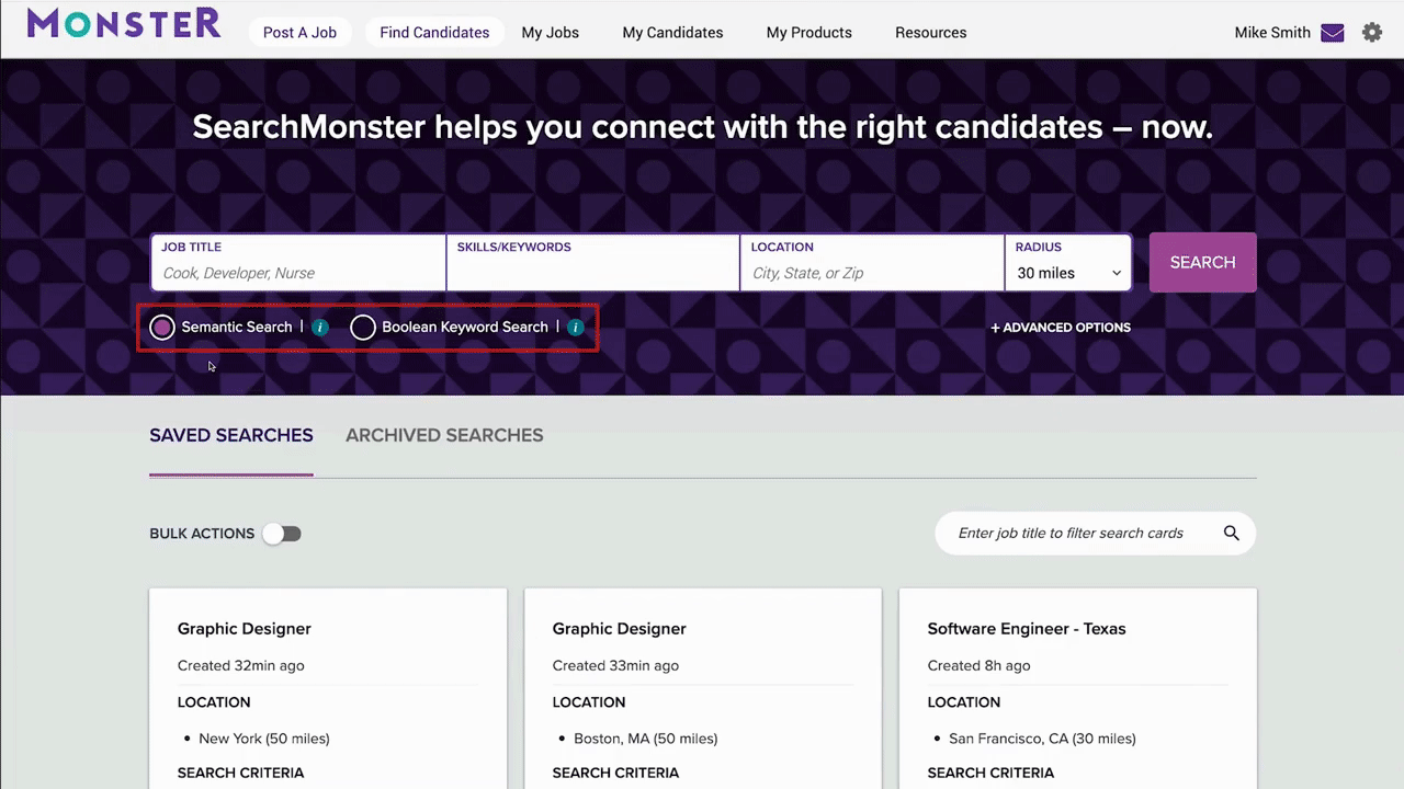 Monster的候选搜索样本。