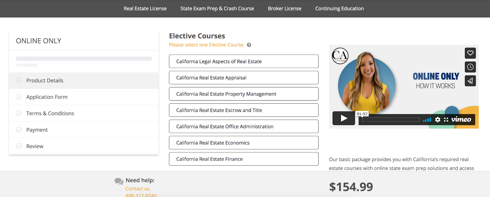 加州房地产培训在线课程注册。