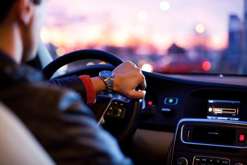 Man driving along the road.