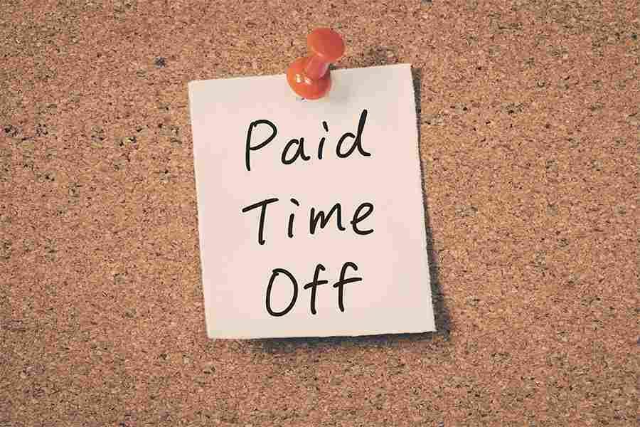 Paid time off sticky note.