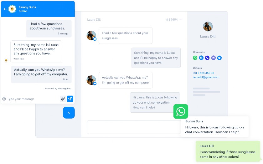 Messagebird全通道小部件支持实时聊天。