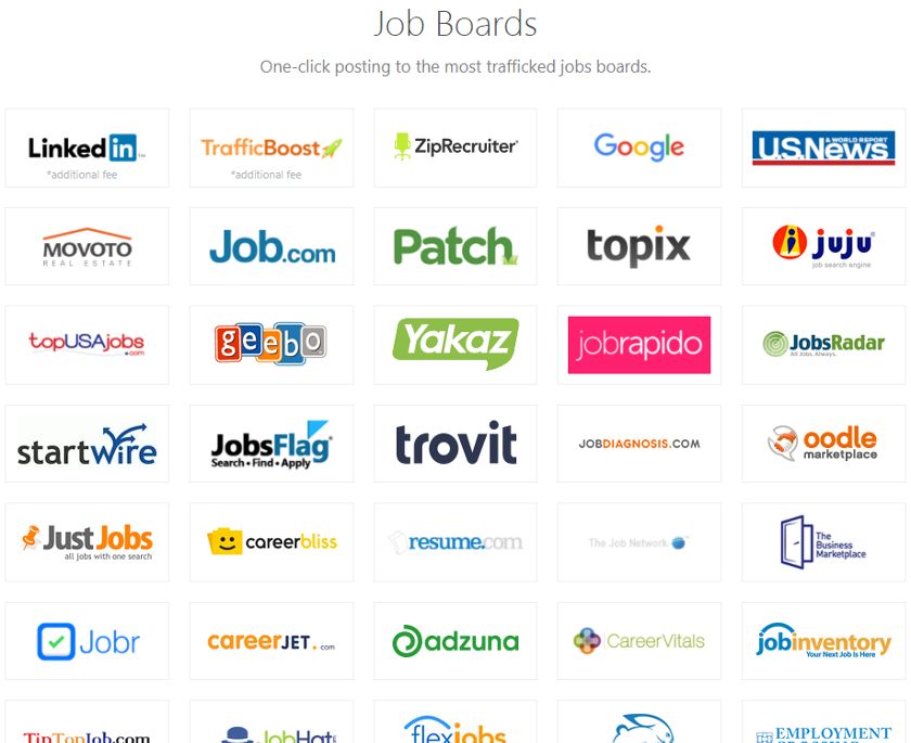 100 plus job boards.