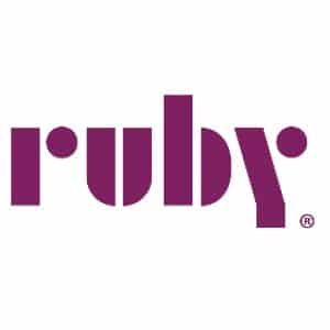 Ruby接待员标志，链接到Ruby接待员主页在一个新的选项卡。