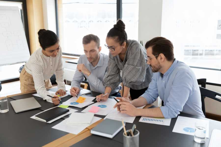 group of people talking