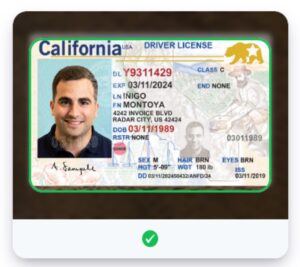 一个加州驾照的例子来说明Stripe的身份验证功能。