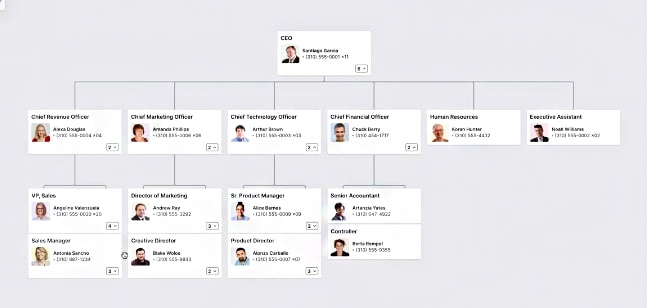 Pingboard组织结构图的截图。