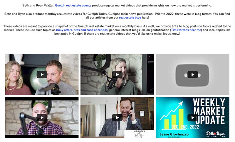 Real estate content marketing website with video library