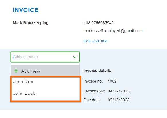 屏幕显示自雇的两个客户将被导入QuickBooks Online。