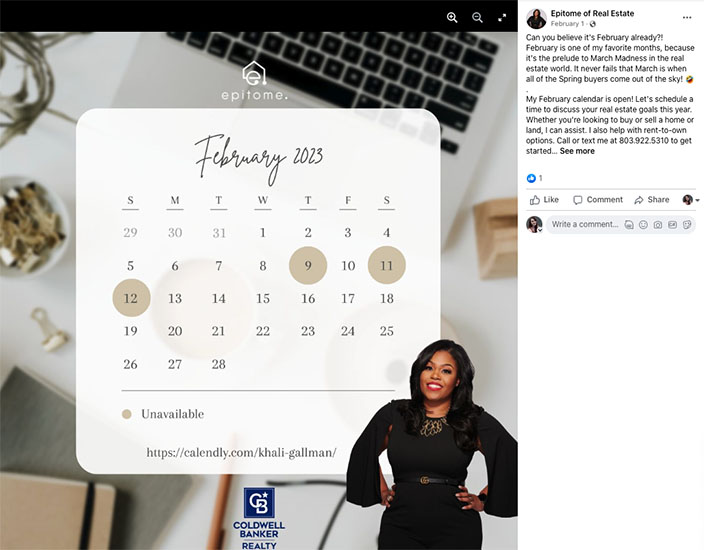 Real estate Facebook post branded with headshot