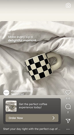 一个咖啡馆的Instagram Reels广告的例子。