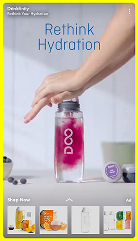 一个果汁品牌在Snapchat上的收集广告的例子