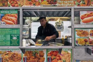 A busy food vendor.